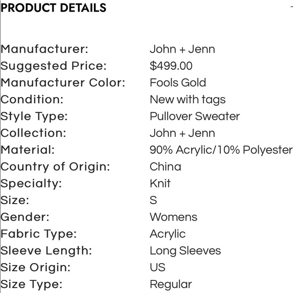 NWT black gold metallic shimmer JOHN + JENN designer knit sweater XS S - Picture 4 of 12